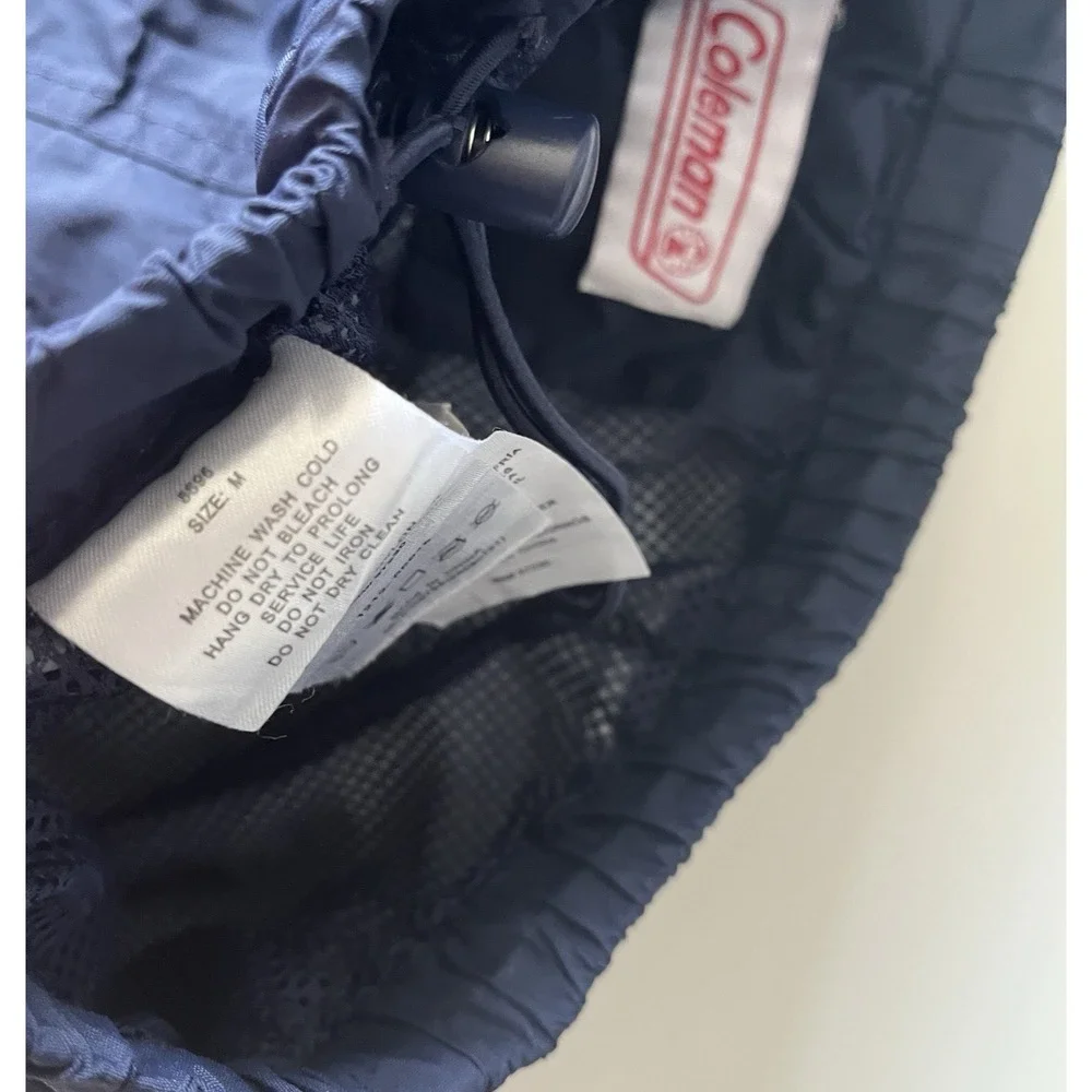 Coleman Men's Size M Windpants Mesh Lining Navy Blue Snaps‎ Drawstring